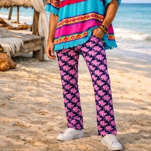 Mr. Turk Men's Floral Palm Tree Print Pants Clyde Slim Trouser Size 32